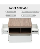 Modern Lift Top Coffee Table Multi Functional Table With 3 Drawers