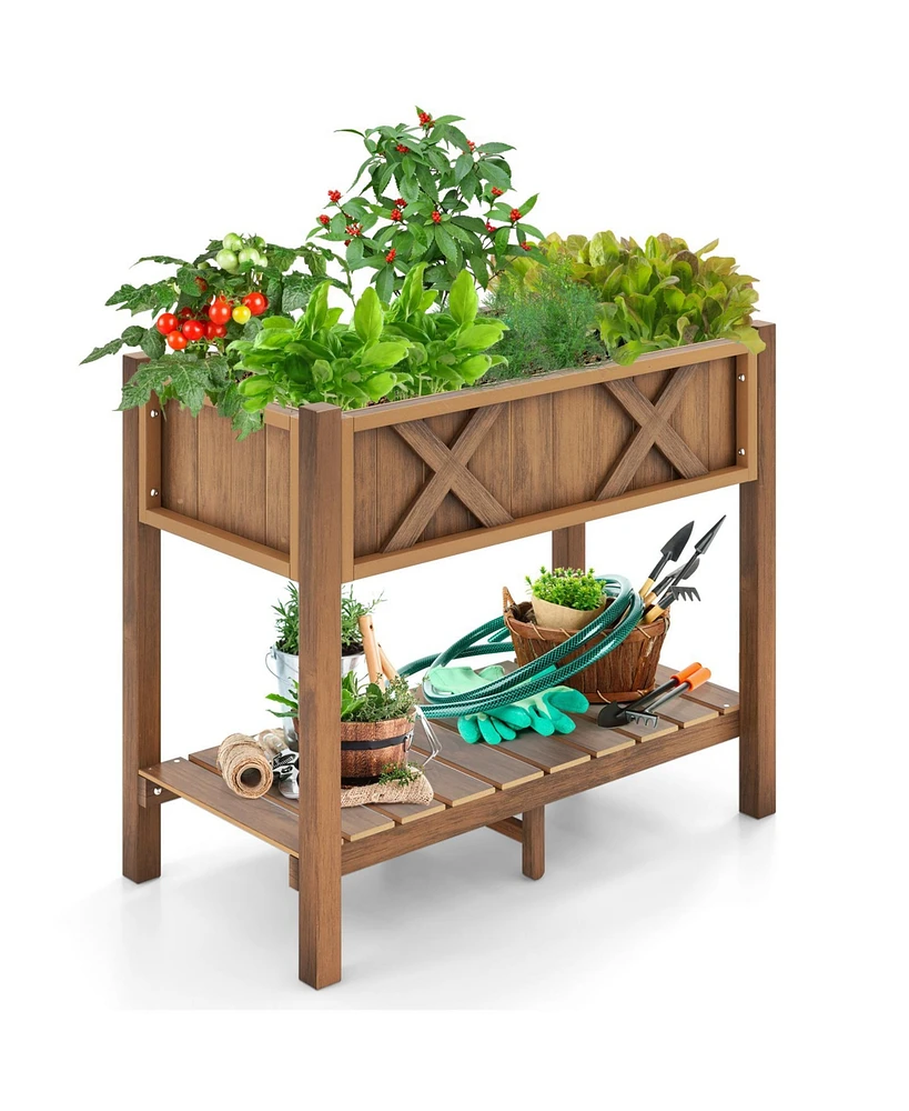Hips Raised Garden Bed Poly Wood Elevated Planter Box