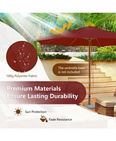 10 Feet Patio Umbrella with 8 Wooden Ribs and 3 Adjustable Heights