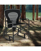 Outdoor Rocker Camping Chair with Dual Springs and Padded Back-Black