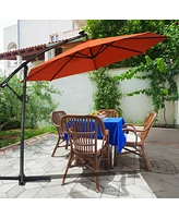 10 Feet 360° Rotation Solar Powered Led Patio Offset Umbrella without Weight Base