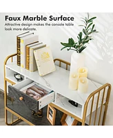 Console Table with Drawer Storage Shelf Wide Tabletop-White