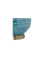 Kayley 24" High Small Mid Century Modern Coastal Table Lamps Set of 2 Blue Ceramic Linen Shade Living Room Bedroom Bedside Nightstand House Offic