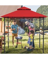 8 x 5 Feet Outdoor Barbecue Grill Gazebo Canopy Tent Bbq Shelter-Red