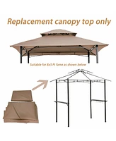 8x5Ft Grill Gazebo Replacement Canopy,Double Tiered Bbq Tent Roof Top Cover