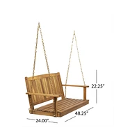 8.25 in. Outdoor Acacia Wood Porch Swing with 8 Feet Chains