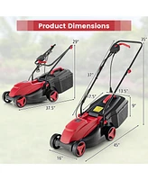 10 Amp 13 Inch Electric Corded Lawn Mower with Collection Box-Red