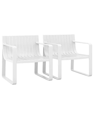Patio Chairs Set of 2 with Curved Backrests and Seats