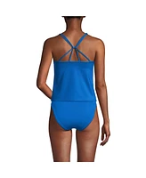 Lands' End Women's Long Torso Tugless QuickDry Adjustable Strappy Back Tankini Top
