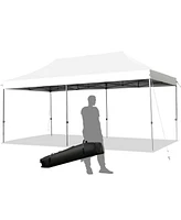 10 x 20 Feet Adjustable Folding Heavy Duty Sun Shelter with Carrying Bag-White