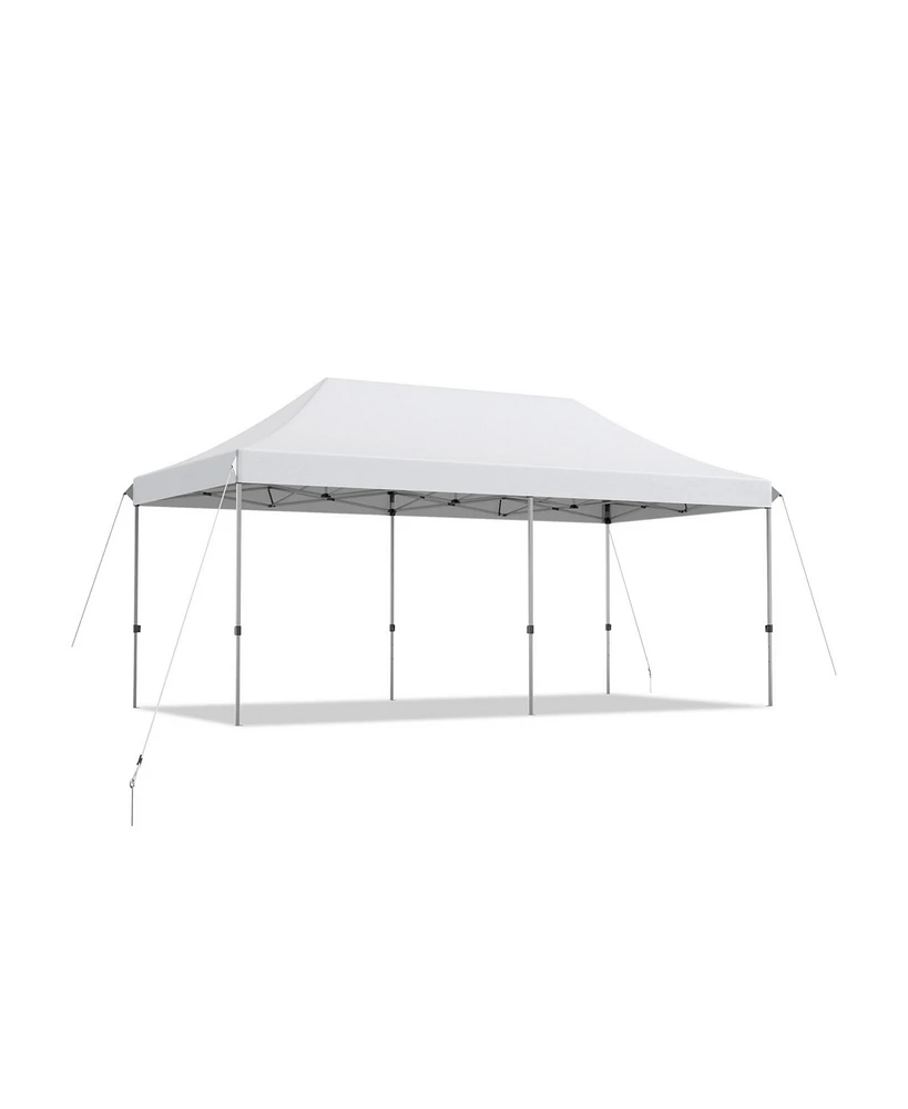 10 x 20 Feet Adjustable Folding Heavy Duty Sun Shelter with Carrying Bag-White