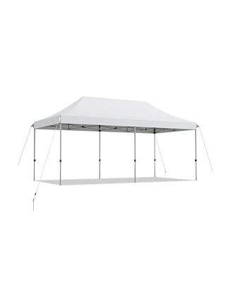 10 x 20 Feet Adjustable Folding Heavy Duty Sun Shelter with Carrying Bag-White