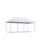 10 x 20 Feet Adjustable Folding Heavy Duty Sun Shelter with Carrying Bag-White
