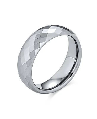 Bling Jewelry Multi Faceted Prism Cut Titanium Band Rings Silver Tone Comfort Fit 6MM