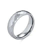 Bling Jewelry Multi Faceted Prism Cut Titanium Band Rings Silver Tone Comfort Fit 6MM