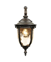 Bellagio Rustic Downbridge Outdoor Wall Light Fixtures Set of 2 Veranda Bronze 16 1/2" Champagne Hammered Glass for Post Exterior Barn Deck House