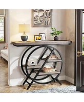 Tribesigns Console Table, 40-Inch Entryway Table with Storage Shelves, 4-Tier Industrial Hallway Sofa Table with Geometric Metal Frame, Accent Table f