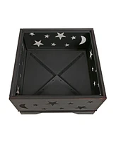26 in.Outdoor Square Wood-Burning Fire Pit Table with Grill and Poker, Large Burning Space Fireplace for Picnic Bonfires