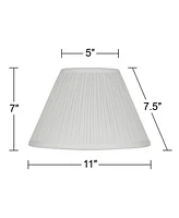 Set of 2 Bell Lamp Shades Antique White Mushroom Pleated Small 5" Top x 11" Bottom x 7.5" Slant x 7" High Candelabra Clip-On Fitti