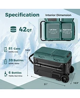 Dual Zone 12V 42QT Car Refrigerator with Wheels