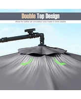 10 Ft Patio Umbrella Offset Cantilever Umbrella with 40 Solar Powered Lights
