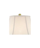 Traditional Glam Luxury Table Lamps 26.5" High Set of 2 Clear Glass Urn Brass Gold Metal White Cream Bell Shade Decor for Living Room Bedroom Hou