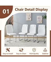 63" Snow Mountain Table & 6 White Pu Chairs