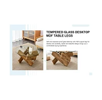 33.4" Modern Circular Glass Coffee Table
