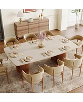 Tribesigns 78.7" Sintered Stone Dining Table for 8-10,Luxury Rectangular Kitchen Table with Solid Wood Legs, Mid-Century Dining Room Table Dinner Tabl