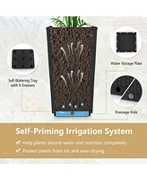 Set of 2 Outdoor Wicker Flower Pot with Drainage Hole for Porch Balcony