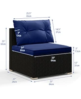 5 Piece Outdoor Furniture Set with Solid Tabletop and Soft Cushions