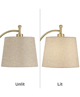 Chester Modern Swing Arm Wall Lamp Antique Brass Black Metal Plug-In Light Fixture Dimmable Tan Drum Shade for Bedroom Bedside House Reading Living Ro