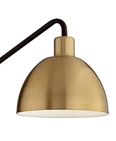 Colwood Industrial Swing Arm Wall Lamps Set of 2 Antique Brass Bronze Brown Plug-In Light Fixture Metal Dome Shade for Bedroom Bedside House Reading L