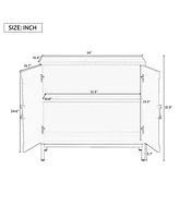 Wooden and Metal Leg Accent Cabinet for Living and Dining Room