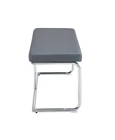 51.5" Decorative Stainless Steel Contemporary Bench in Faux Leather for Entryway Bench, Bedroom end of Bench, Dining Bench, Kitchen Seat Dining,