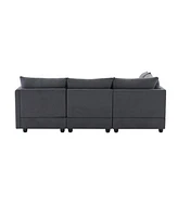 Modern Modular Sectional Sofa w/ Ottoman & Pillows