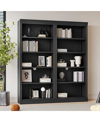 83" Tall 5-Tier Bookcase with Light & Adjustable Shelves