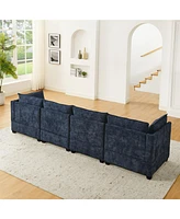 Blue Chenille 3-Piece Sofa & Loveseat Set