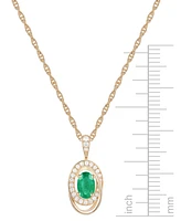 Ruby (5/8 ct. t.w.) & Diamond (1/8 Oval Swirl 18" Pendant Necklace 14k Gold (Also Emerald Sapphire)