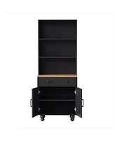 Farmhouse Storage Cabinet with 4 Gourd Legs, Adjustable Shelves, and Drawer