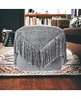 18" Grey Wool Ottoman