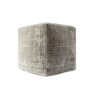 18" Grey Polyester Blend Ottoman