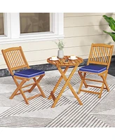 Outdoor Folding Chairs with Seat Cushions Set of 2-Navy