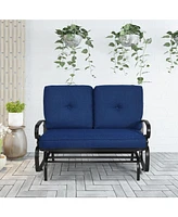 2 Seats Outdoor Swing Glider Chair with Comfortable Cushions