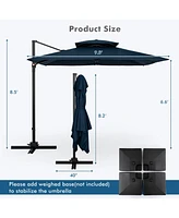 9.5 Feet Cantilever Patio Umbrella with 360° Rotation and Double Top-Navy