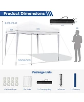 10 x 10 Feet Outdoor Pop-up Patio Canopy for Beach and Camp-White