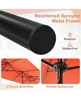 13 Feet Double-Sided Patio Twin Table Umbrella with Crank Handle-Orange