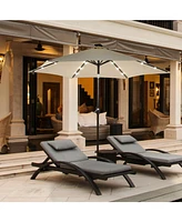 9 Feet Solar Led Lighted Patio Market Umbrella with Tilt Adjustment without Base