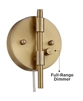 Marybel Modern Adjustable Swing Arm Wall Lamps Set of 2 Brass Gold Plug-In Light Fixture Tapered Cone Metal Shade for Bedroom Bedside House Reading Li