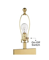 Marshall 30" Tall Open Rectangle Large Modern Luxe Glam End Table Lamps Set of 2 Gold Finish Metal White Shade Living Room Bedroom Bedside Nights